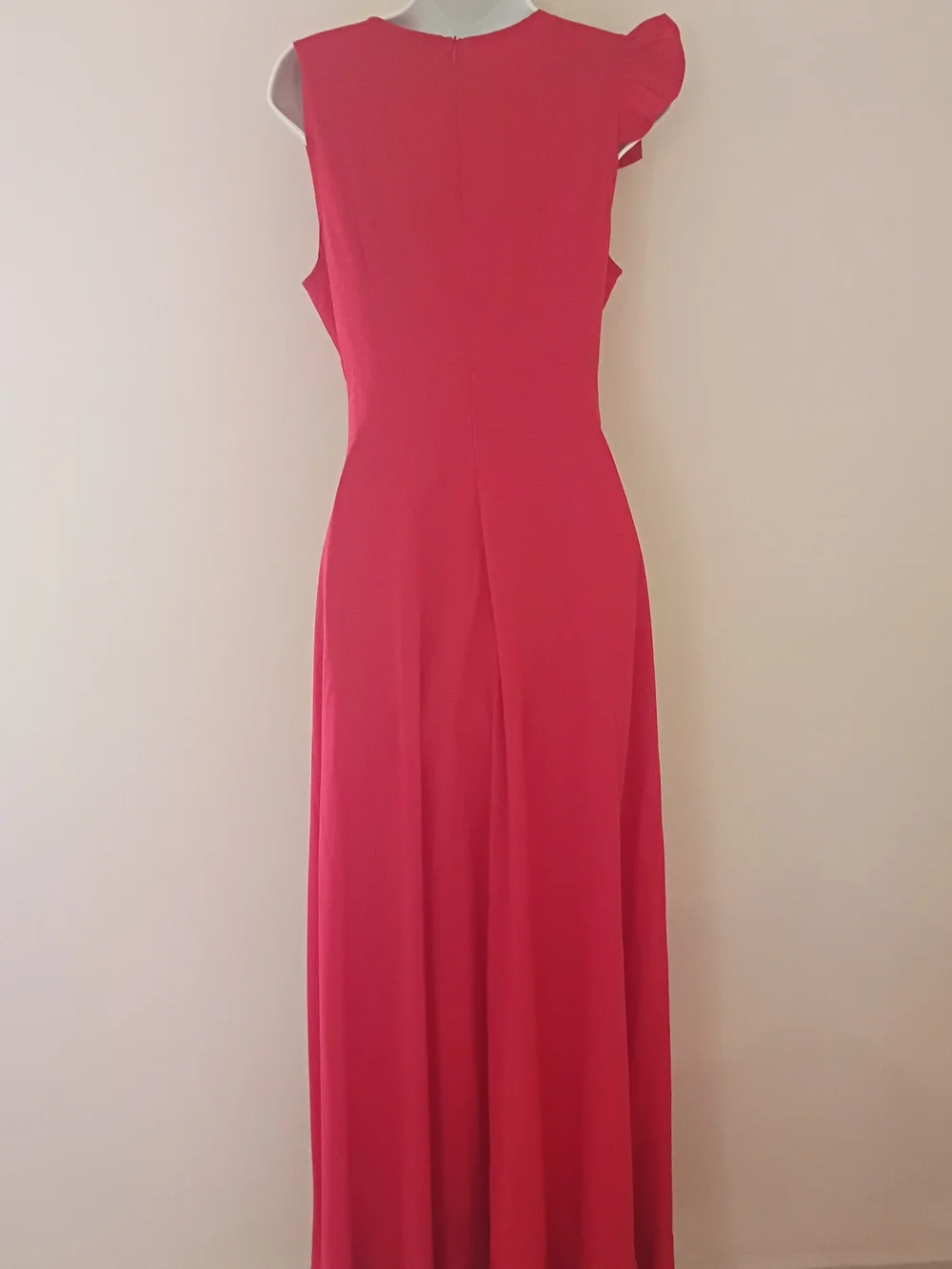 chic Red Deep V Ruffle Maxi Dress - Picture 3 of 5